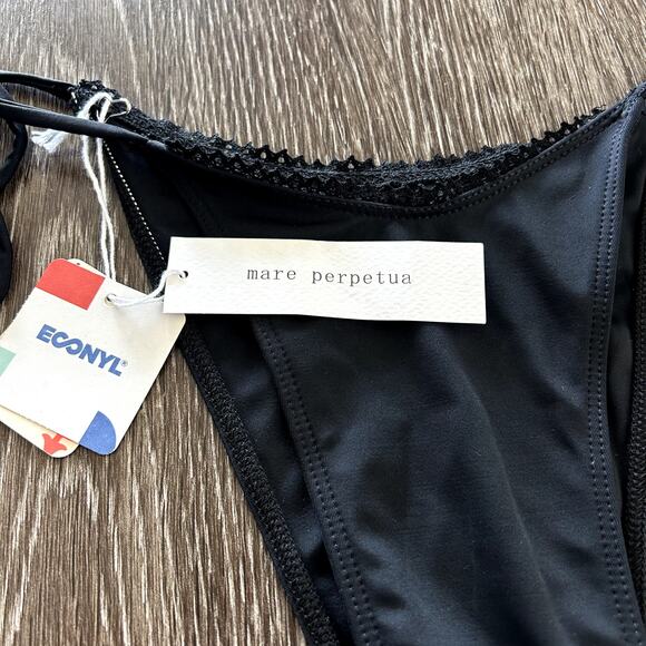 NWT Mare Perpetua Free People Dusk Black String Bikini Bottoms Size Medium Swim - Picture 12 of 16